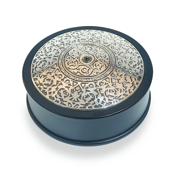 Cylinder Box(Badge Pattern-Silver Plated)