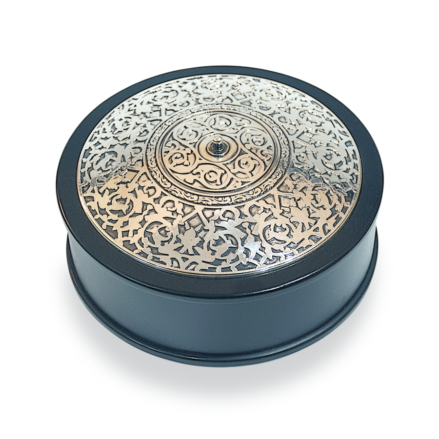 Rozet Desenli Silindir Kutu (Gümüş Kaplama)