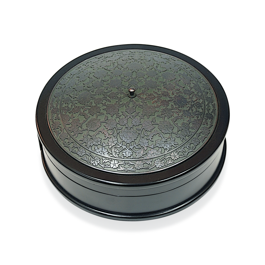 Tezhip Desenli Silindir Kutu (Bronz Kaplama)