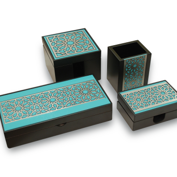 Selçuklu Ofis Set (Antik Beyaz Taş ve Turkuaz)