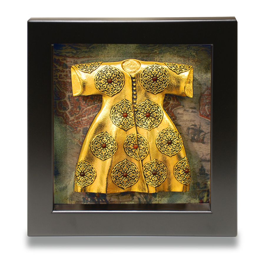 Çerçeveli Kaftan Çiçek Desen (Altın Kaplama)