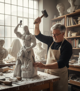 Kendini Yontan Adam (Antik Taş Efekt)