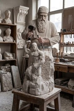 Kendini Yontan Adam (Antik Taş Efekt) The Self-Sculpting Man