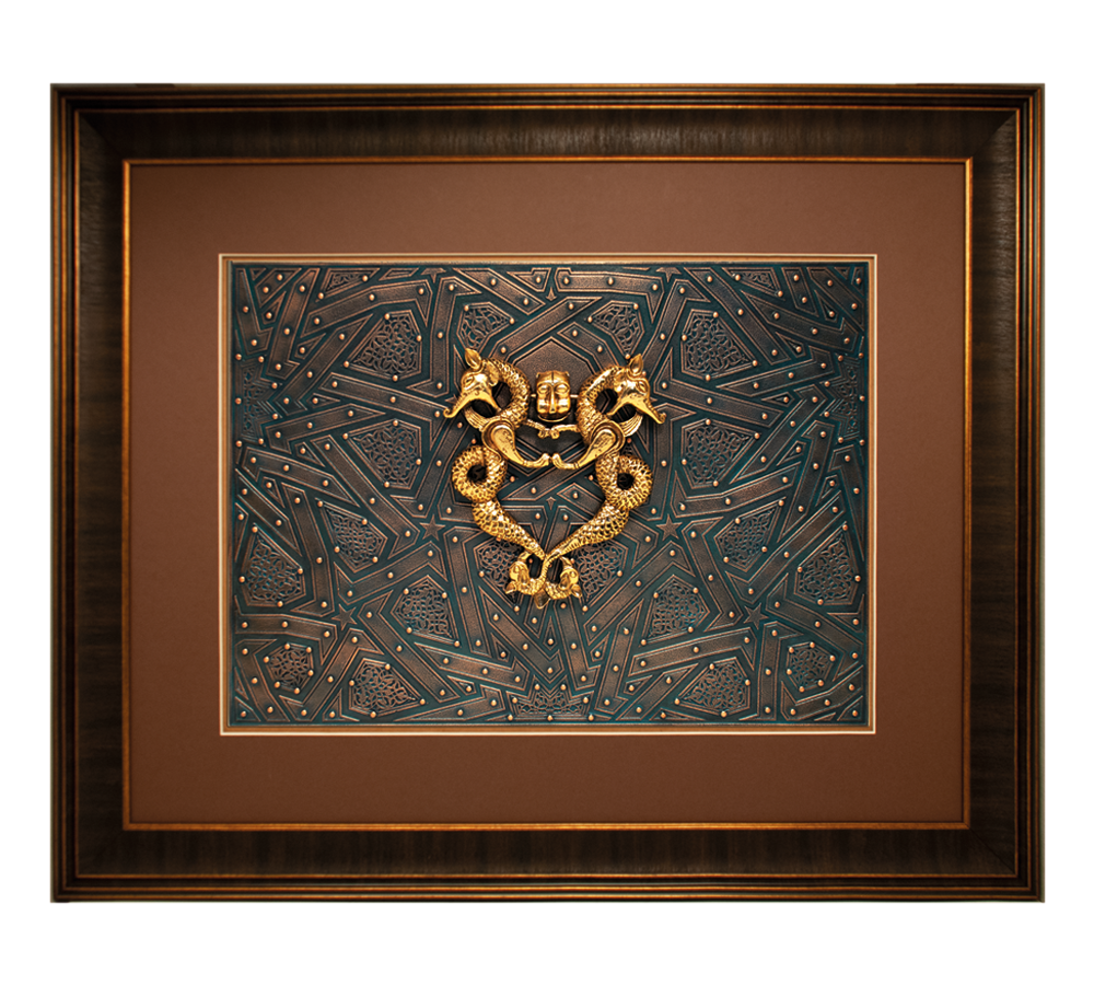 Selçuklu Kapı Tokmağı - İkiz Ejder Tablo (Altın K.)