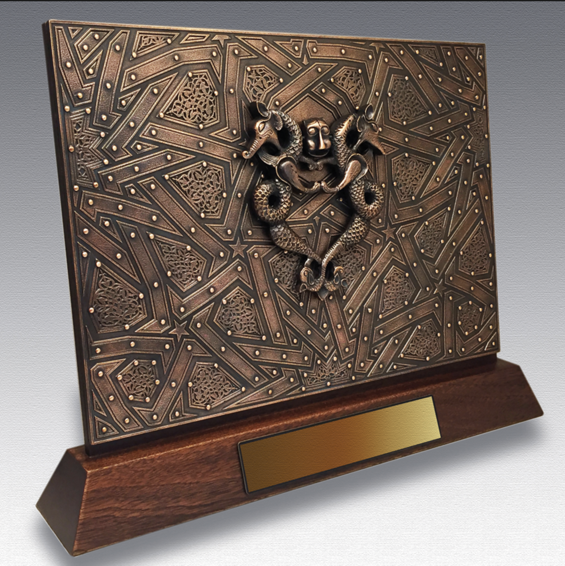 Seljuk Door Knockers - Twin Dragon Plaque (Bronze Coating)